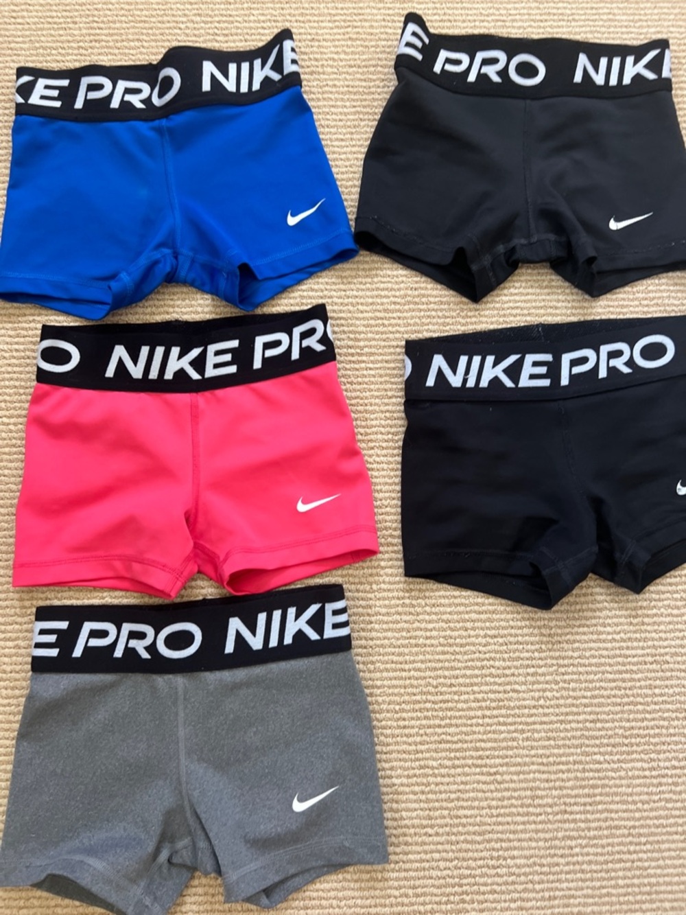 Nike Pro Kids Shorts - Blue, 2 Black, Pink, Gray XS